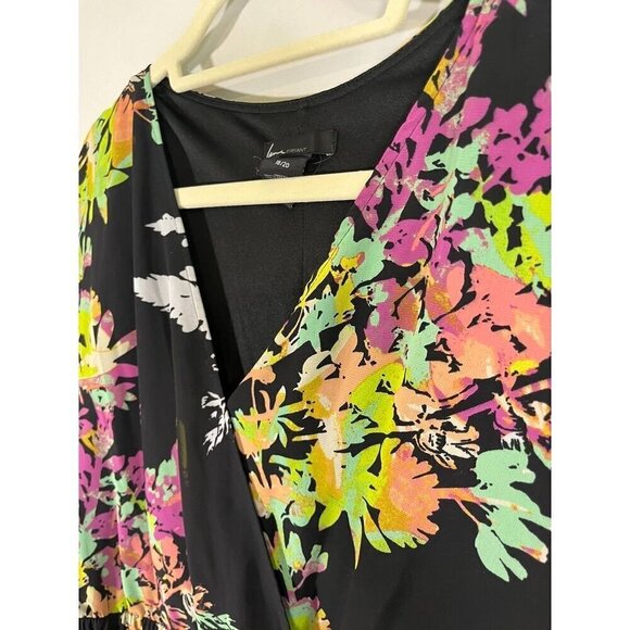 Lane Bryant Dress 18 Black Maxi Floral Tropical Fairy Whimsical 80s Y2K Grunge - Picture 10 of 15